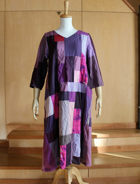 一点もの*SAYOCAFEふんわりバックギャザーパッチワーク  