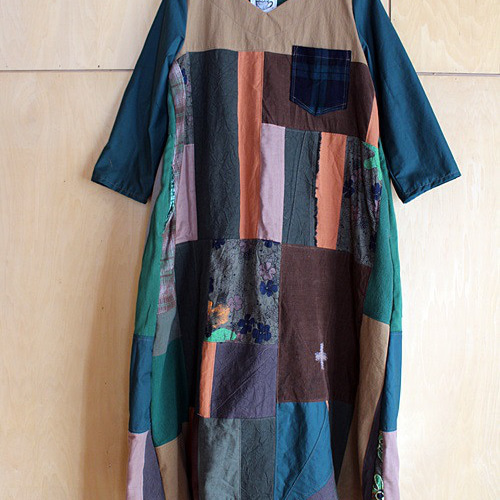 一点もの*SAYOCAFE贅沢パッチワーク個性派ふんわりバックギャザー  