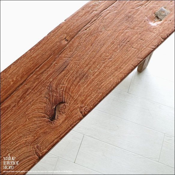 オールドチークベンチ X1 長椅子 古材家具 ダイニングベンチ イス 一枚板 プリミティブ 無垢材 古材家具 159cm 9枚目の画像