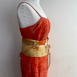 朱色　マーメイド着物羽織リメイクロングドレス 12枚目の画像
