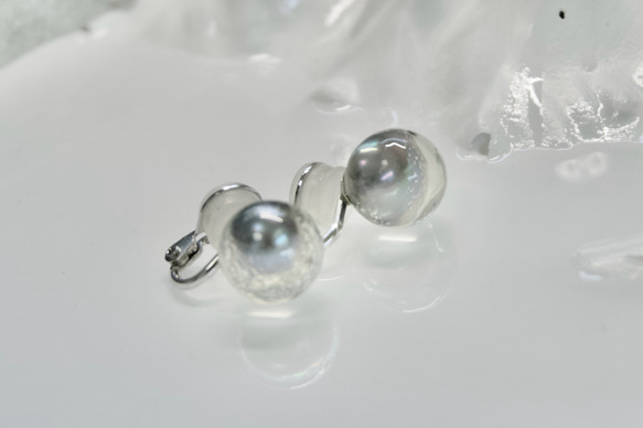 ★一点のみ★　人魚の涙の耳飾り13mm ClipEarrings/Silver 1枚目の画像