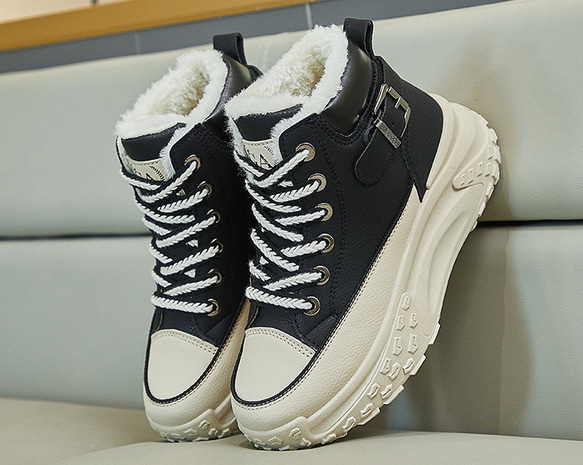 レディース冬用スエード保温厚底スニーカー綿靴は軽くて快適 3カラー  W119 16枚目の画像