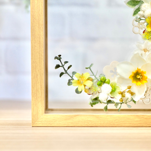 水仙の三日月型フレームアレンジメント アートフラワー nozomi 通販