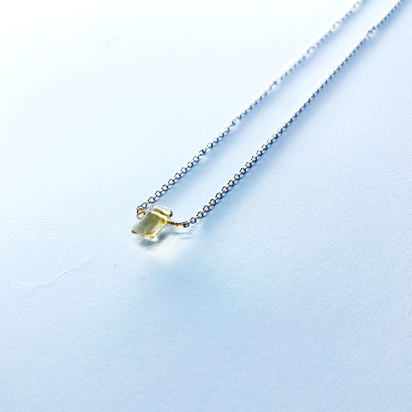 シトリン　エメラルドカットネックレス 3枚目の画像