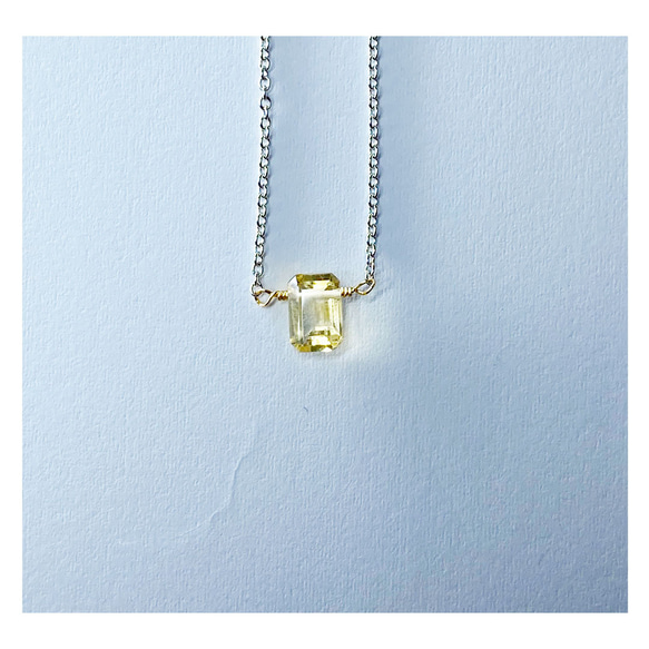 シトリン　エメラルドカットネックレス 2枚目の画像