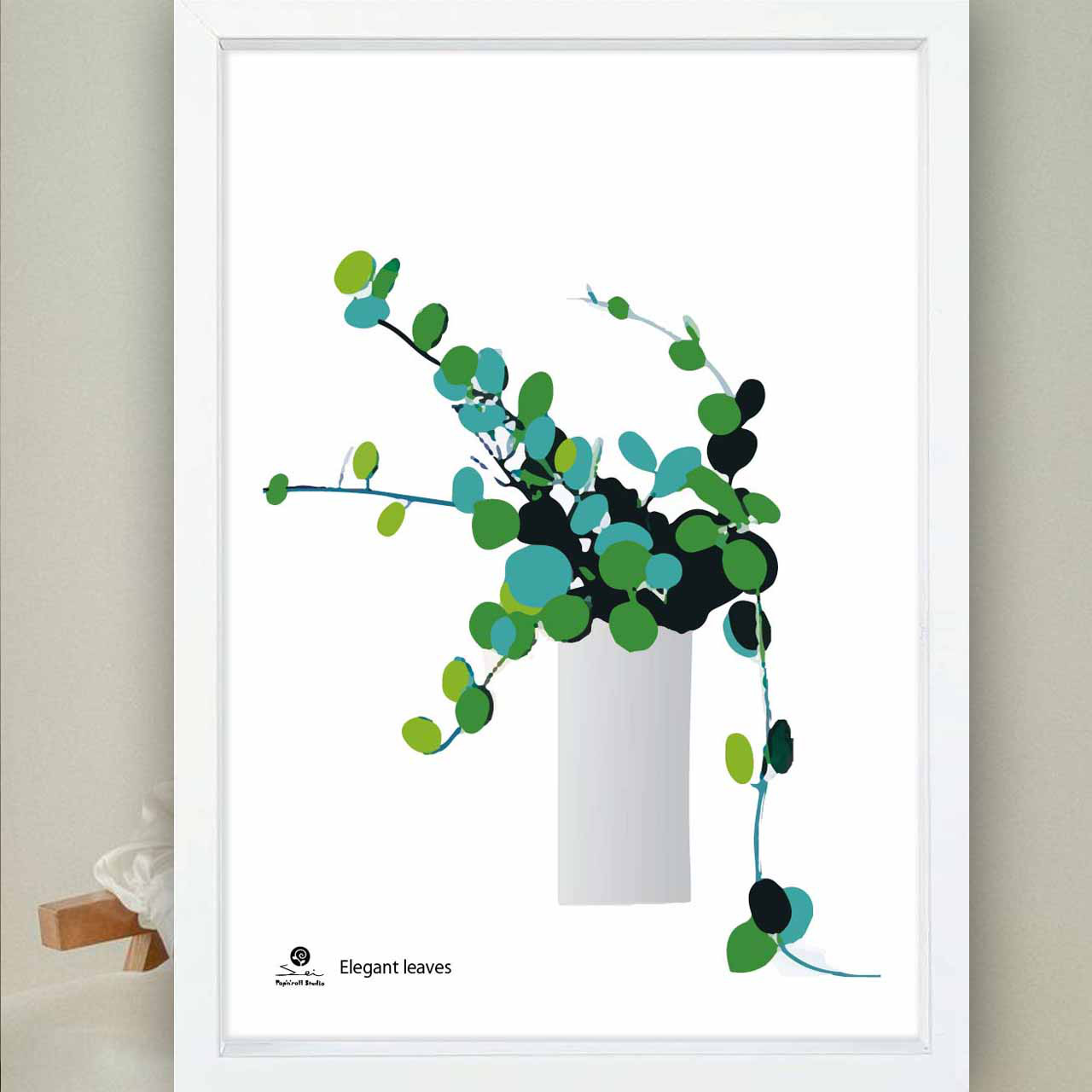 優雅なリーフ  植物　イラスト　ポスター　A4 A3 A2 A1　アートポスター　アート/sei/検索　2308