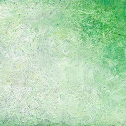 原画 油絵 ヒーリンググリーン 森林のアート 抽象画  75×100mm グリーン×イエローグリーン モダンアート 4枚目の画像