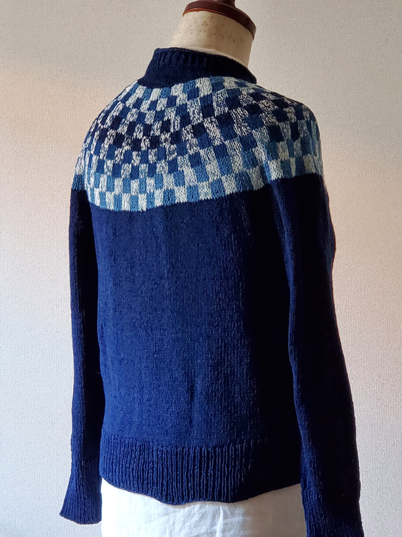 Paul Klee Sweater 編み糸セット【本藍染め、コットンリリヤン】 7枚目の画像