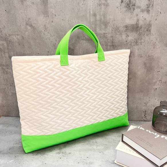 レッスンバック ネオンカラーグリーン × ギザギザ レッスンバッグ YU