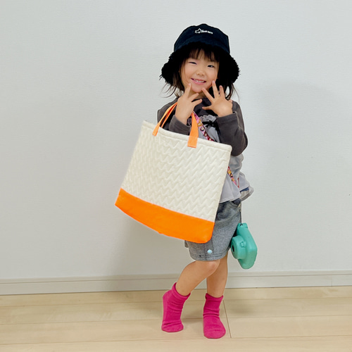 レッスンバック ネオンカラーオレンジ × ギザギザ レッスンバッグ YU