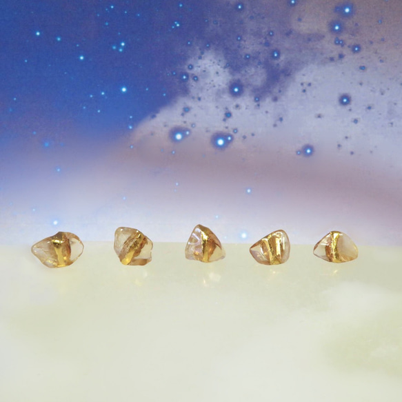 星の瞬き＊Rutile quartz × Citrine＊金継ぎピアス／SS size 13枚目の画像