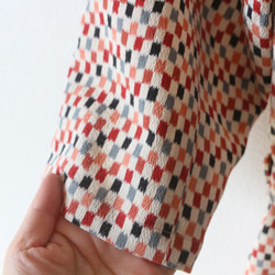 着物リメイク　五色の市松模様ヨークギャザーワンピース 17枚目の画像