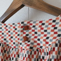 着物リメイク　五色の市松模様ヨークギャザーワンピース 16枚目の画像