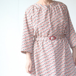 着物リメイク　五色の市松模様ヨークギャザーワンピース 10枚目の画像