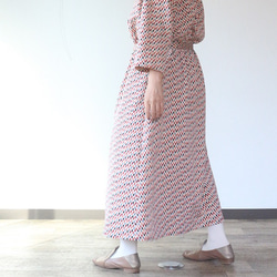 着物リメイク　五色の市松模様ヨークギャザーワンピース 5枚目の画像