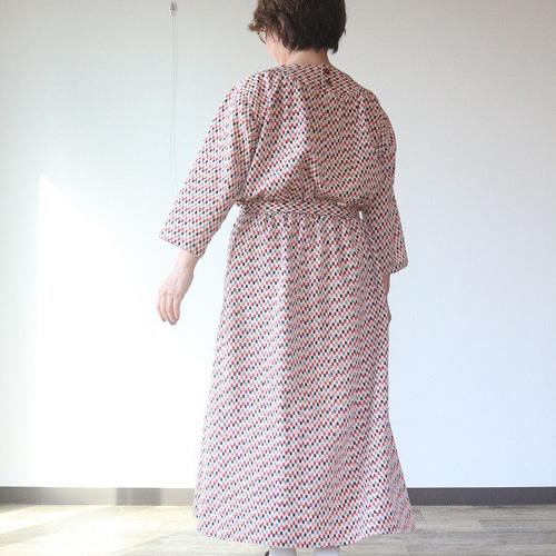 着物リメイク 五色の市松模様ヨークギャザーワンピース ワンピース