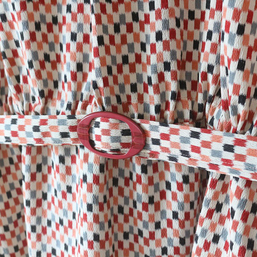 着物リメイク 五色の市松模様ヨークギャザーワンピース ワンピース