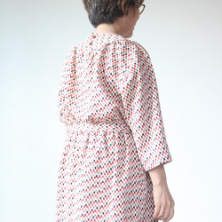 着物リメイク　五色の市松模様ヨークギャザーワンピース 8枚目の画像