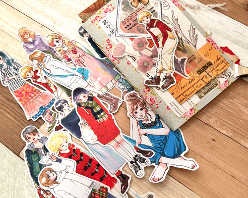 女の子ミニコラージュブック 12枚女の子シールおまけ付き シール