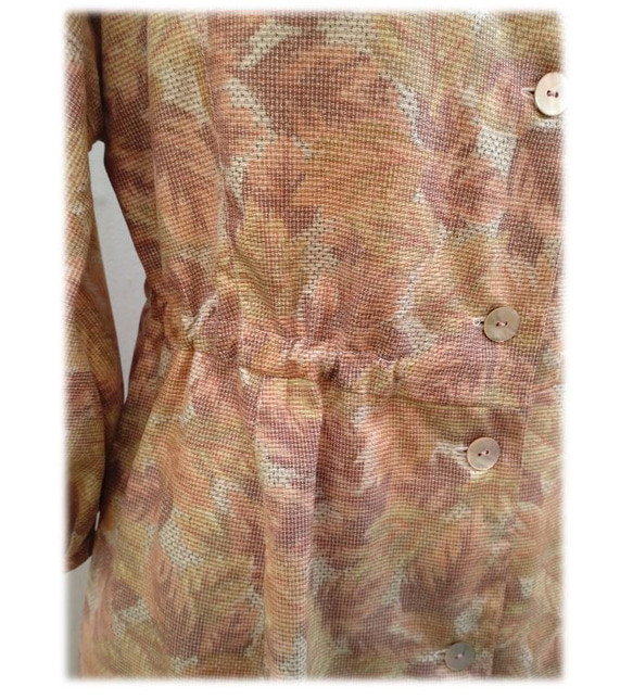 335 大島紬 1 件 開襟連身裙 開領 滯銷和服布料 昭和復古 純絲 1955 外出奧倫 第8張的照片