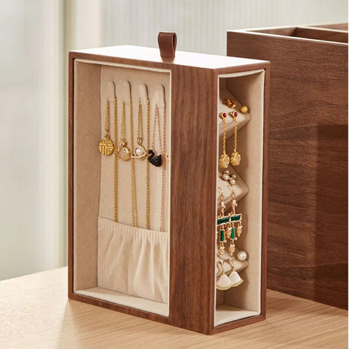 中が見える大容量アクセサリー収納 木製四段引き出し 多目的仕切り