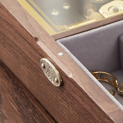 天然木のオルゴール 記念日ケース アクセサリー収納 リング・指輪置き