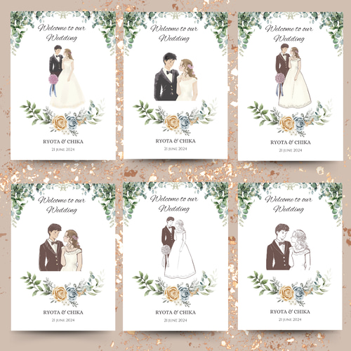 結婚式♡ウェルカムボード♡似顔絵オーダーメイド＊クオリティUPver. 結婚式♡ウェルカムボード♡プレゼントにも♪オーダーメイド