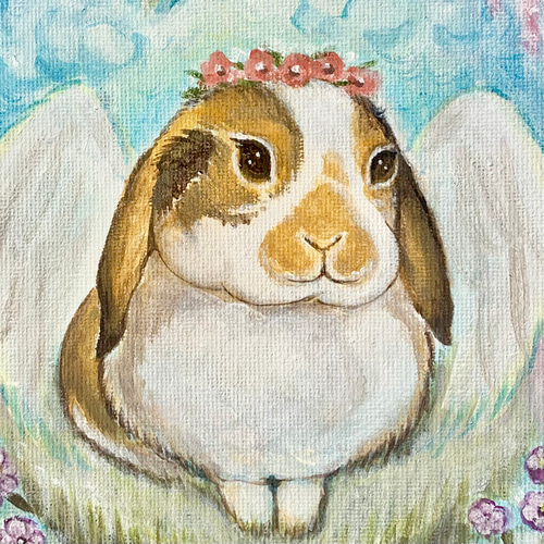 うさぎ オーダー遺影 アクリル画 ペット遺影 愛兎 絵画 オーダー