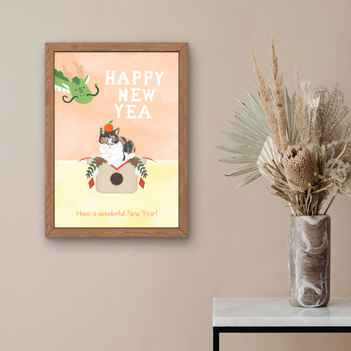 ペット似顔絵】猫 犬 お正月Ver 似顔絵オーダーイラスト 写真