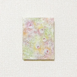 原画 油絵 花と果実のミストII 花とりんごのアート 抽象画  100×75mm ボタニカル カラフル モダンアート 1枚目の画像