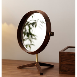 ウォールミラー 木製 卓上 鏡 ミラー 姿見 2枚目の画像