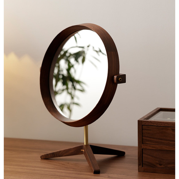 ウォールミラー 木製 卓上 鏡 ミラー 姿見 2枚目の画像