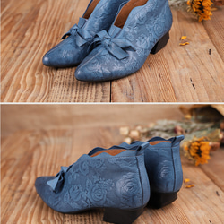 履き口のカットがかわいい ブーツ ローヒール レディース靴 レディースシューズ ブーティ ショートブーツ 安定感 美脚 11枚目の画像