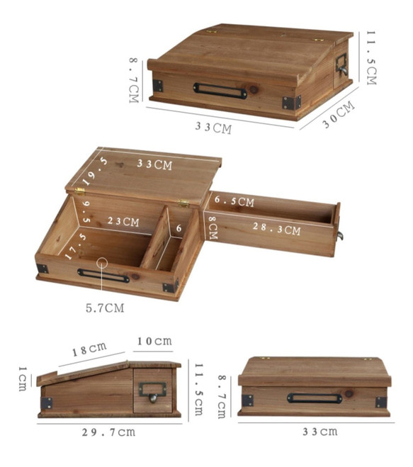 筆記型電腦支架和平板電腦支架展示架附木質收納盒抽屜 第6張的照片