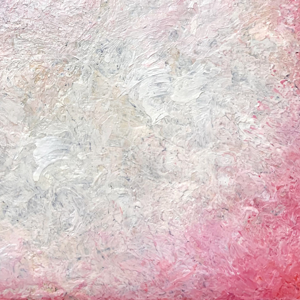 原画 油絵 桃の香り モモのアート 抽象画  75×100mm ピンク×ベビーピンク モダンアート 5枚目の画像
