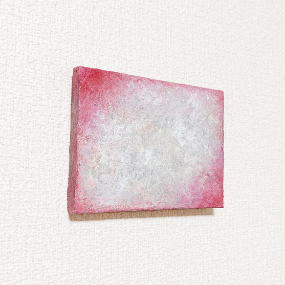 原画 油絵 桃の香り モモのアート 抽象画  75×100mm ピンク×ベビーピンク モダンアート 2枚目の画像