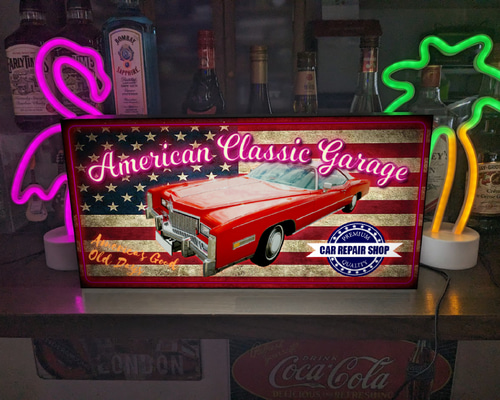 【Lサイズ】ガレージ カーショップ 車 看板 置物 アメリカン雑貨 ライトBOX Lサイズ】ガレージ カーショップ 車 看板 置物 アメリカン雑貨