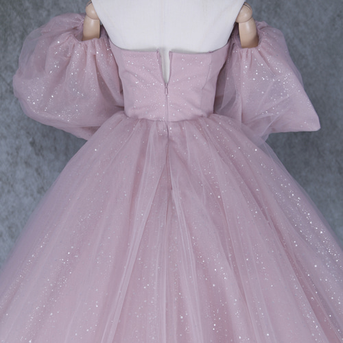 豪華！ ウェディングドレス ピンク キラキラグリッターチュール