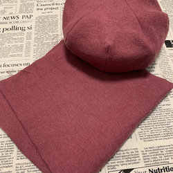 秋冬向け ベレー帽（ピンク） リネンウール 4枚目の画像