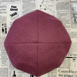 秋冬向け ベレー帽（ピンク） リネンウール 1枚目の画像