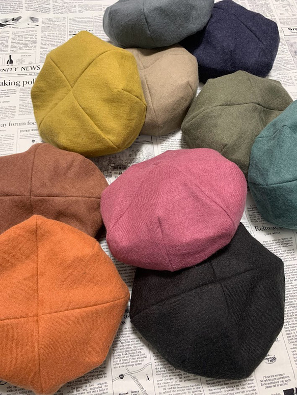 秋冬向け ベレー帽（ピンク） リネンウール 8枚目の画像