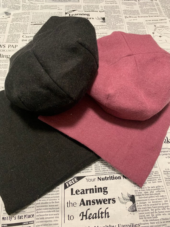 秋冬向け ベレー帽（ピンク） リネンウール 6枚目の画像