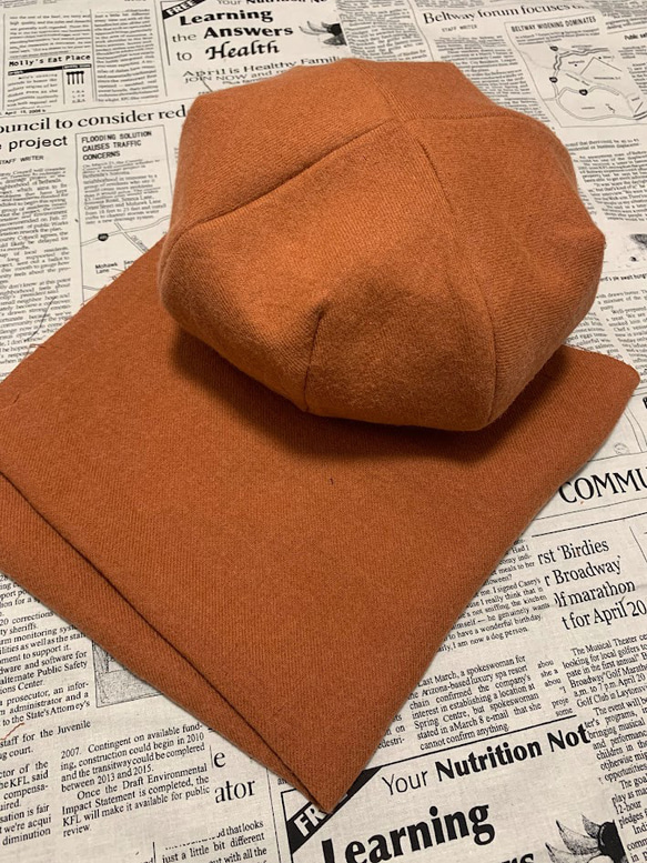 2024秋冬モデル ベレー帽（オレンジ） リネンウール 4枚目の画像