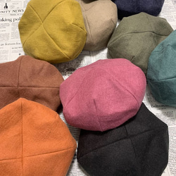 秋冬向け ベレー帽（レンガ） リネンウール 8枚目の画像