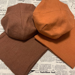2024秋冬モデル ベレー帽（レンガ） リネンウール 6枚目の画像