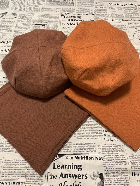 秋冬向け ベレー帽（レンガ） リネンウール 6枚目の画像