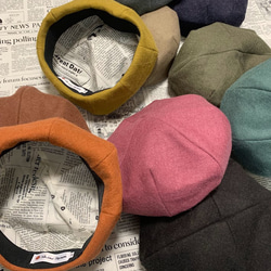 秋冬向け ベレー帽（レンガ） リネンウール 9枚目の画像