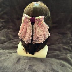 レースとリボンの髪飾り ピンク ガーリー入学式 卒業式 前撮り 成人式 袴　レトロ 3枚目の画像