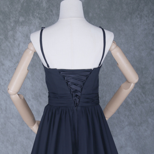 パーティードレス キャミソール ブラック ふんわりシフォン ロング  