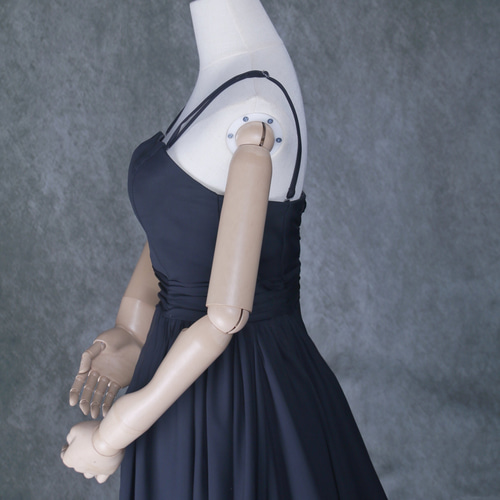 パーティードレス キャミソール ブラック ふんわりシフォン ロング  